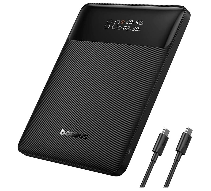 پاوربانک بیسوس مدل Blade PPBLD100-X به همراه کابل USB-C به USB-C پنج آمپر