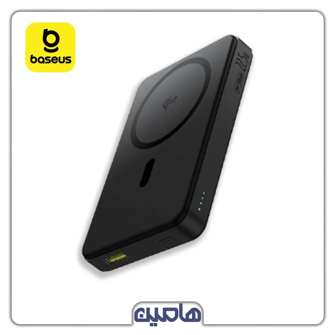 پاوربانک وایرلس مگنتی بیسوس مدل PPWPQ10 ظرفیت 10000 میلی آمپر با توان 22.5w