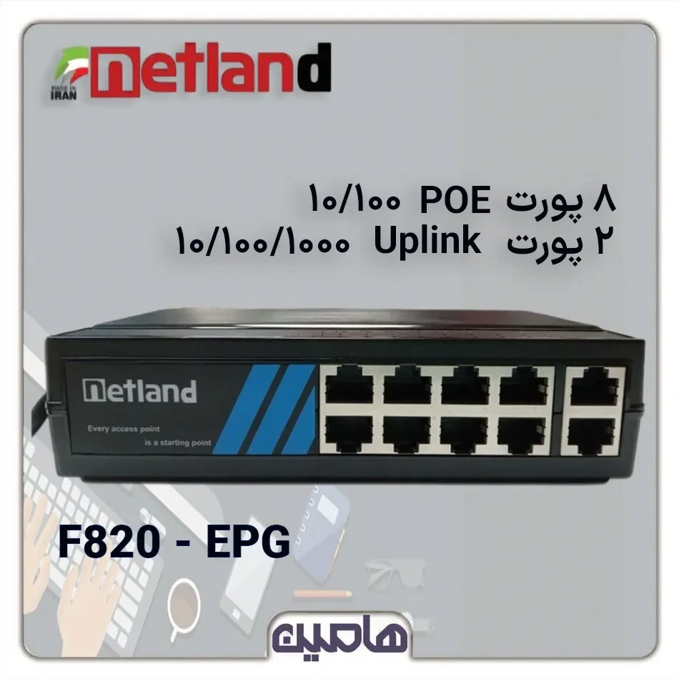 سوئیچ شبکه 10 پورت نتلند مدل F820-EPG