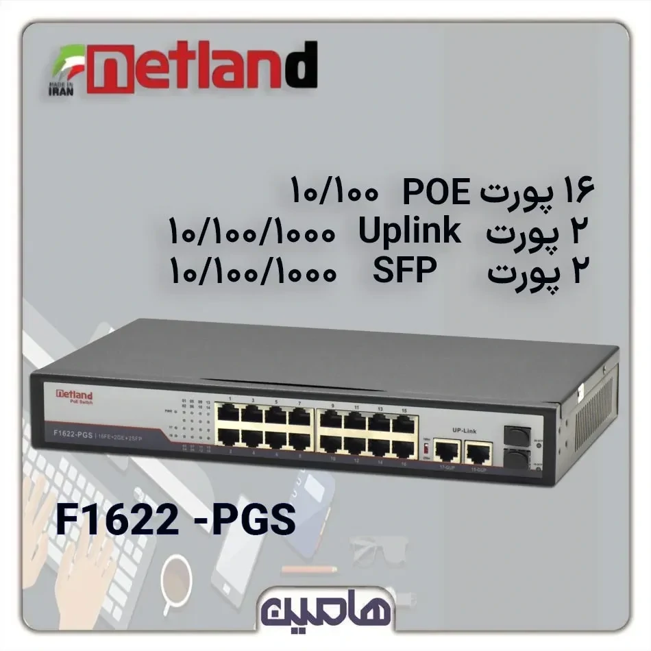 سوئیچ شبکه 20 پورت Netland مدل F1622-PGS